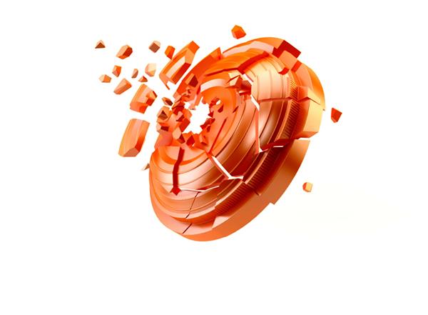 shattering-clay-target-for-shooting-on-white-sky