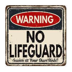 warning no lifeguard metal sign-min