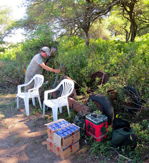 Outfitter setting up for dove hunt