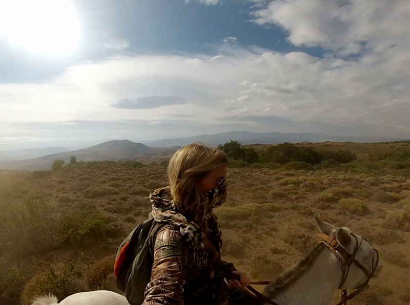 How to Hire a Hunting Guide or Outfitter - Woman in camo riding a Patagonia Horse on a hunt