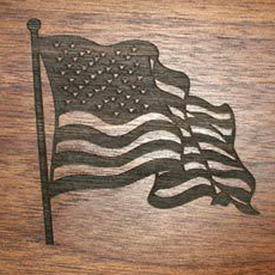 Gunstock Engraving Waving Flag