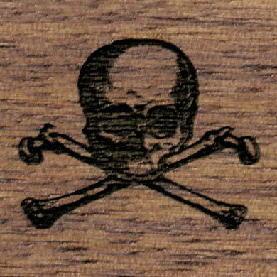 Gunstock Engraving Skull Broken Crossbones